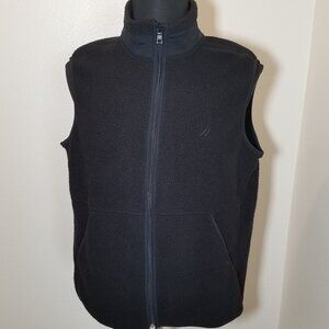 Nautica Nautex Fleece Vest Mens Small Black Full Zip Outdoor Preppy Warm NWT